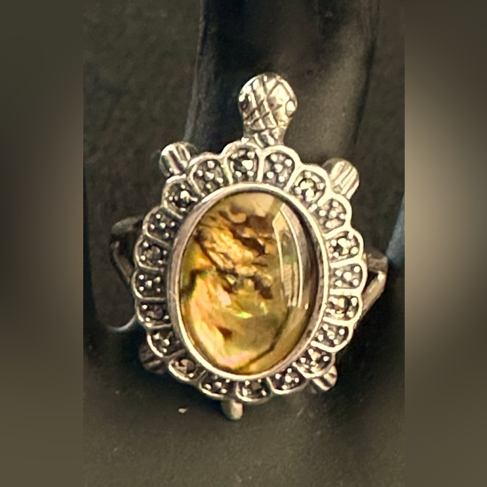 Silver Tone Turtle Ring - image 1